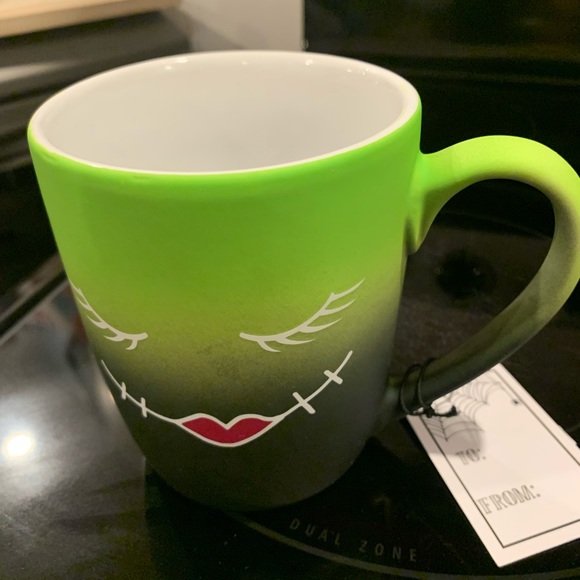 Halloween frankenstein mug matches Rae Dunn